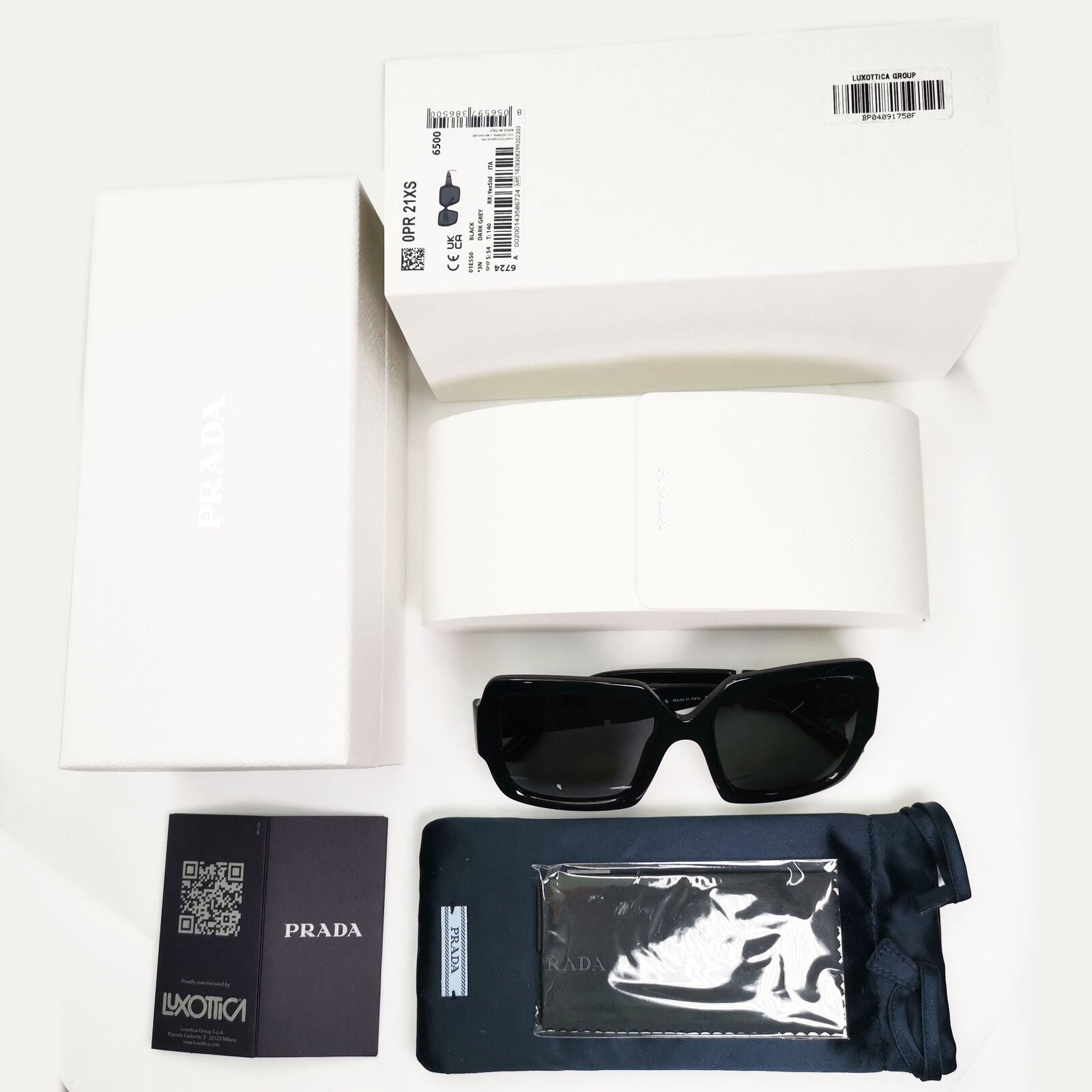Prada Sunglasses Black Square Diamante Crystal PR21XS SPR 21X 01E-5S0