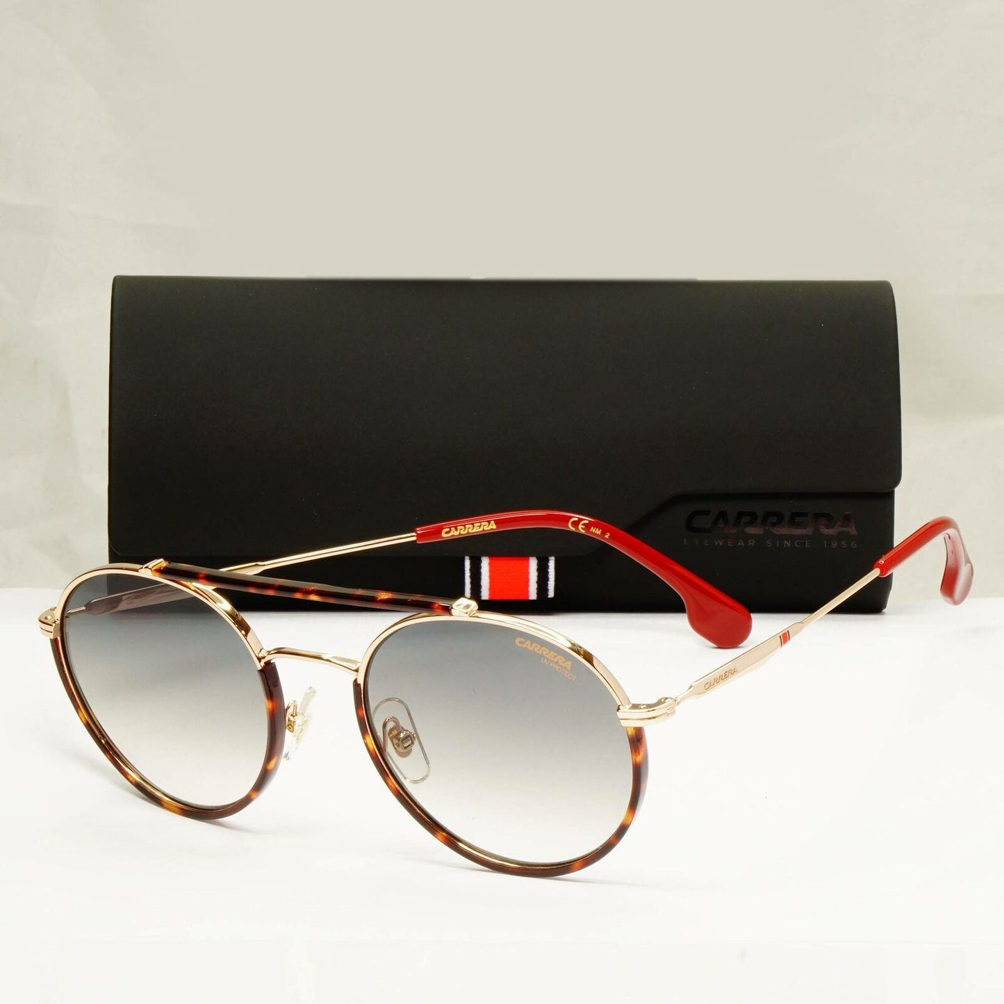 Authentic Carrera Mens Gold Brown Grey Metal Round Sunglasses 208/S AU29K