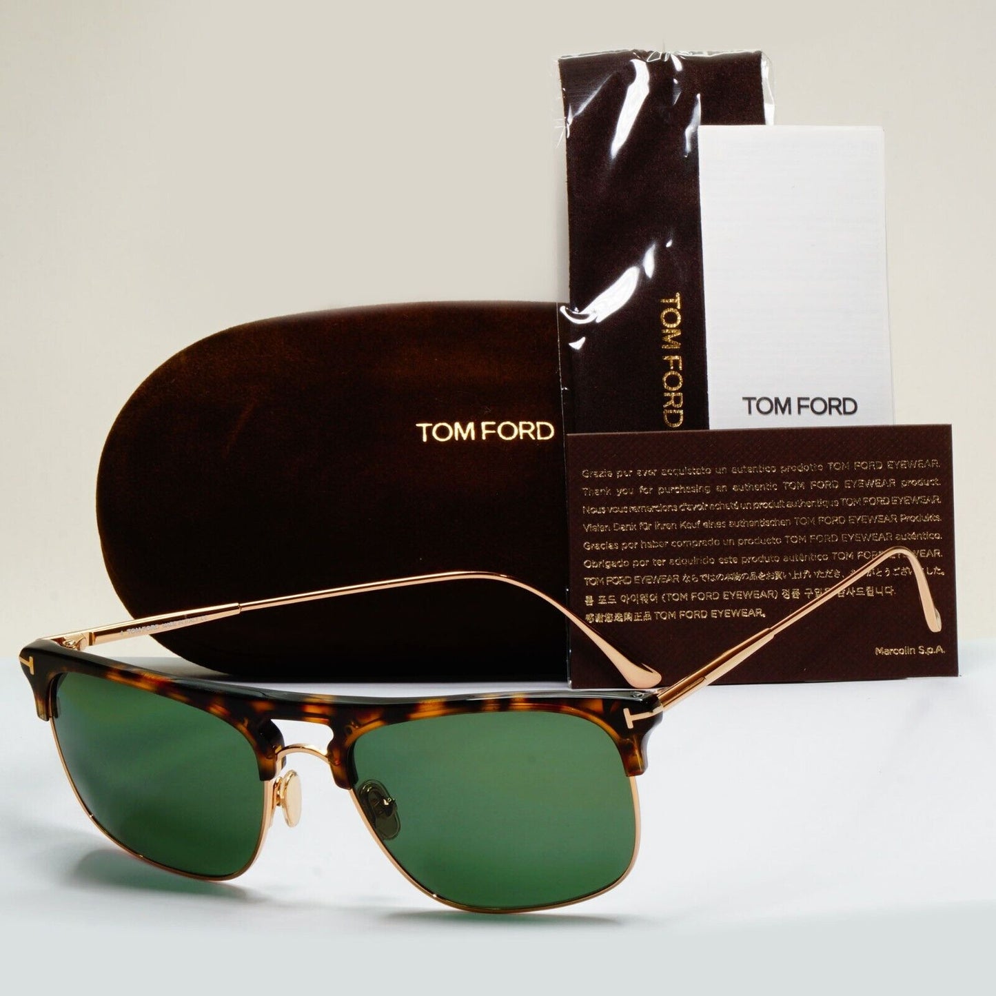 Tom Ford Sunglasses Brown Tortoise Gold Green Square FT0830 TF830 Lee 52E 210924