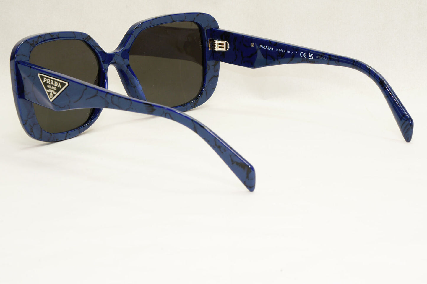 Prada Sunglasses Blue Black Triangle Symbole Marble PR10ZV VPR 10Z 18D-1O1 53mm