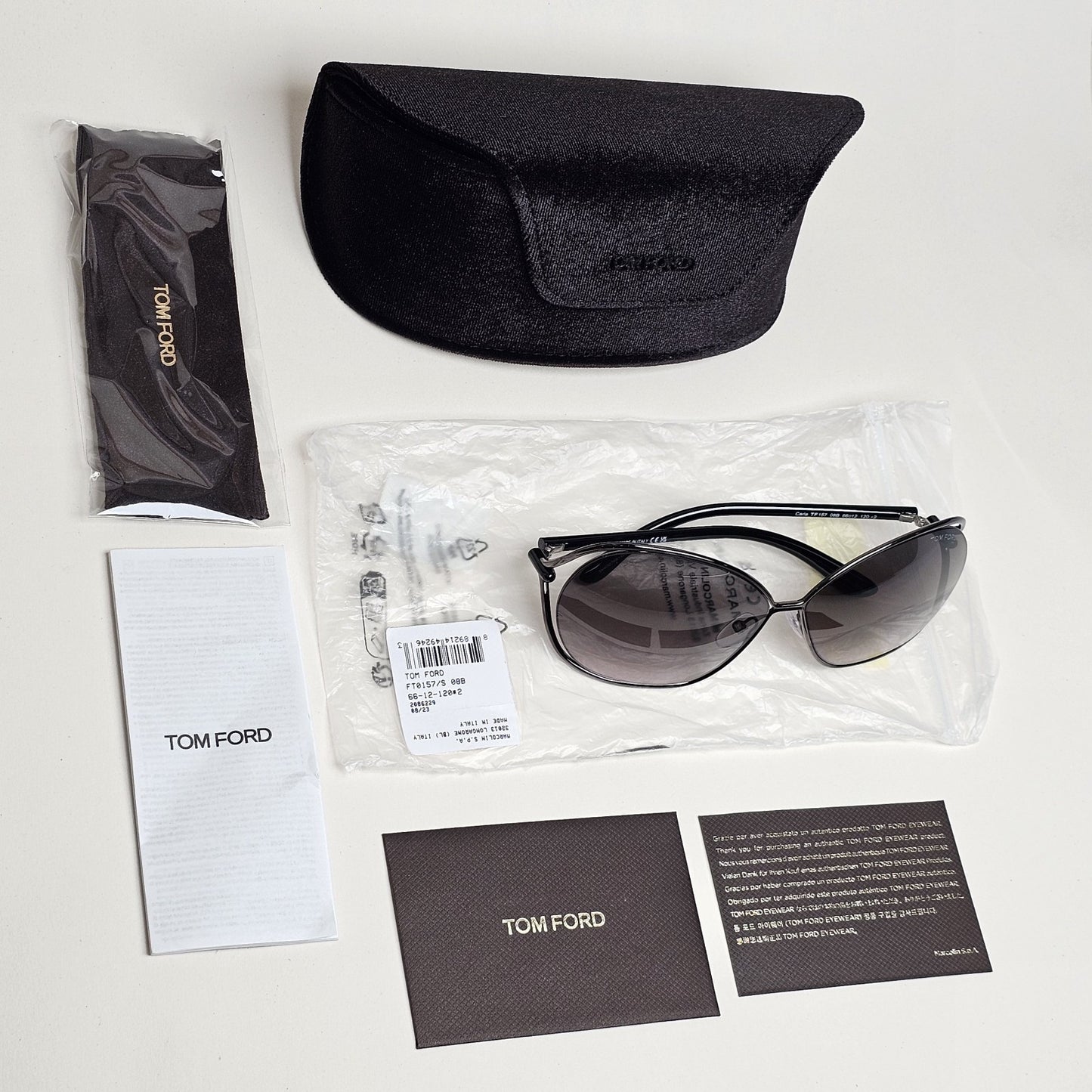 Tom Ford Sunglasses Carla Gunmetal Black Grey Gradient FT0157 TF 157 08B