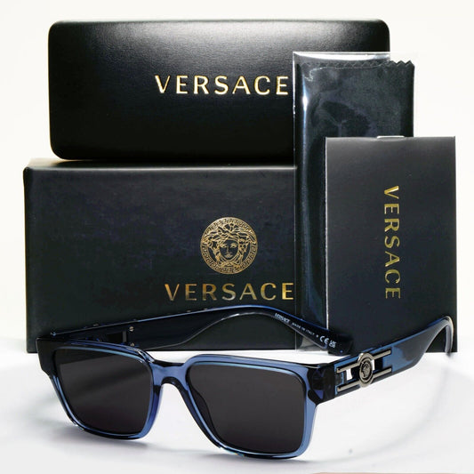 Versace Sunglasses Black Blue Transparent Square Medusa MOD VE 3346 5292 53mm