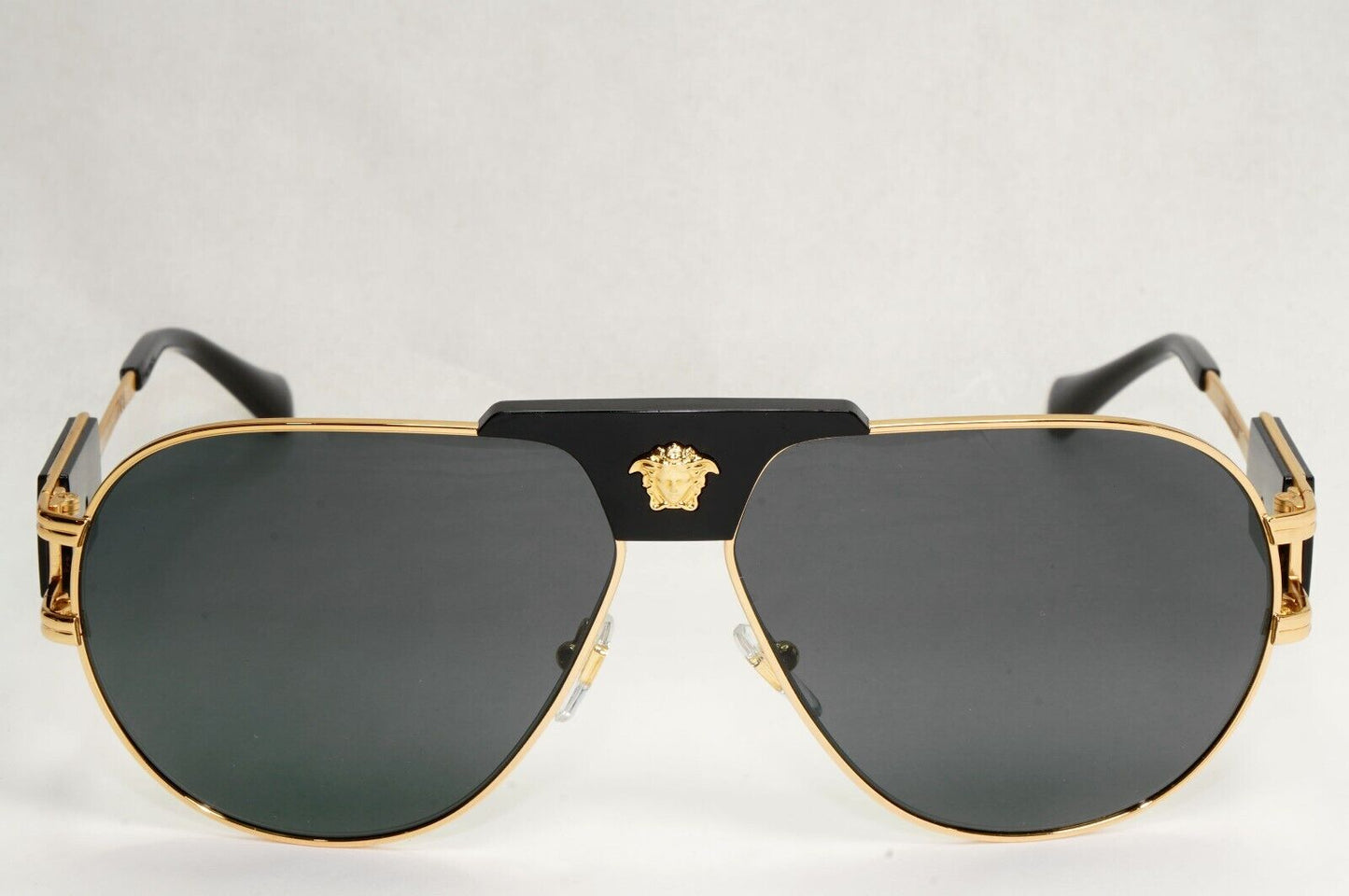 Versace Sunglasses Gold Black Grey Metal Pilot MOD VE 2252 1002/87 63mm