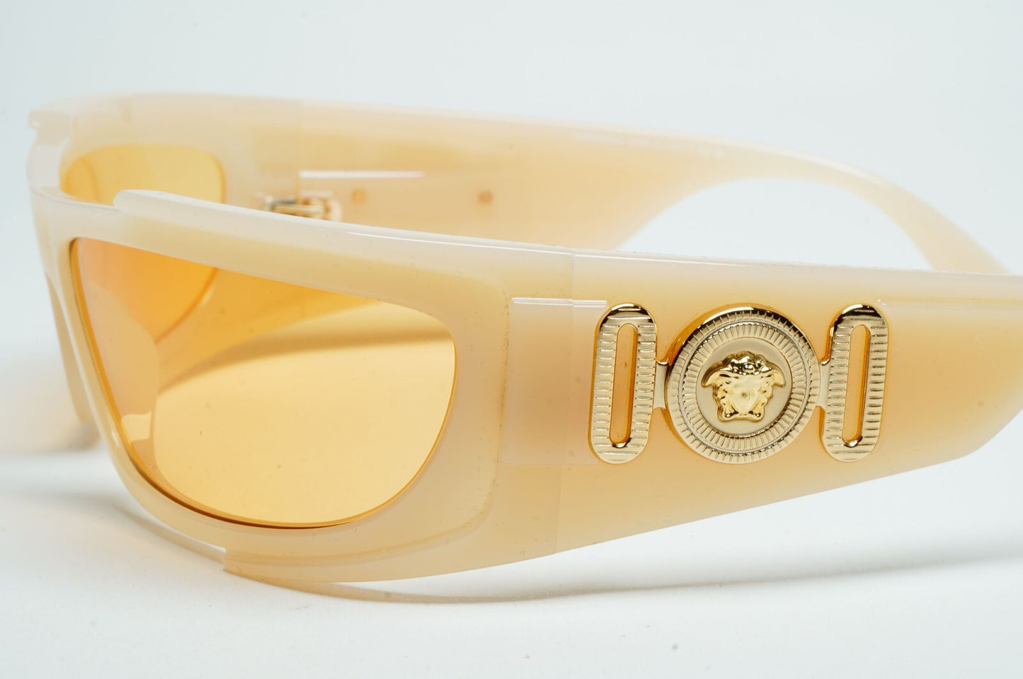 Versace Sunglasses Unisex Wrap Gold Medusa Opal Beige Orange MOD VE 4446 5413/7
