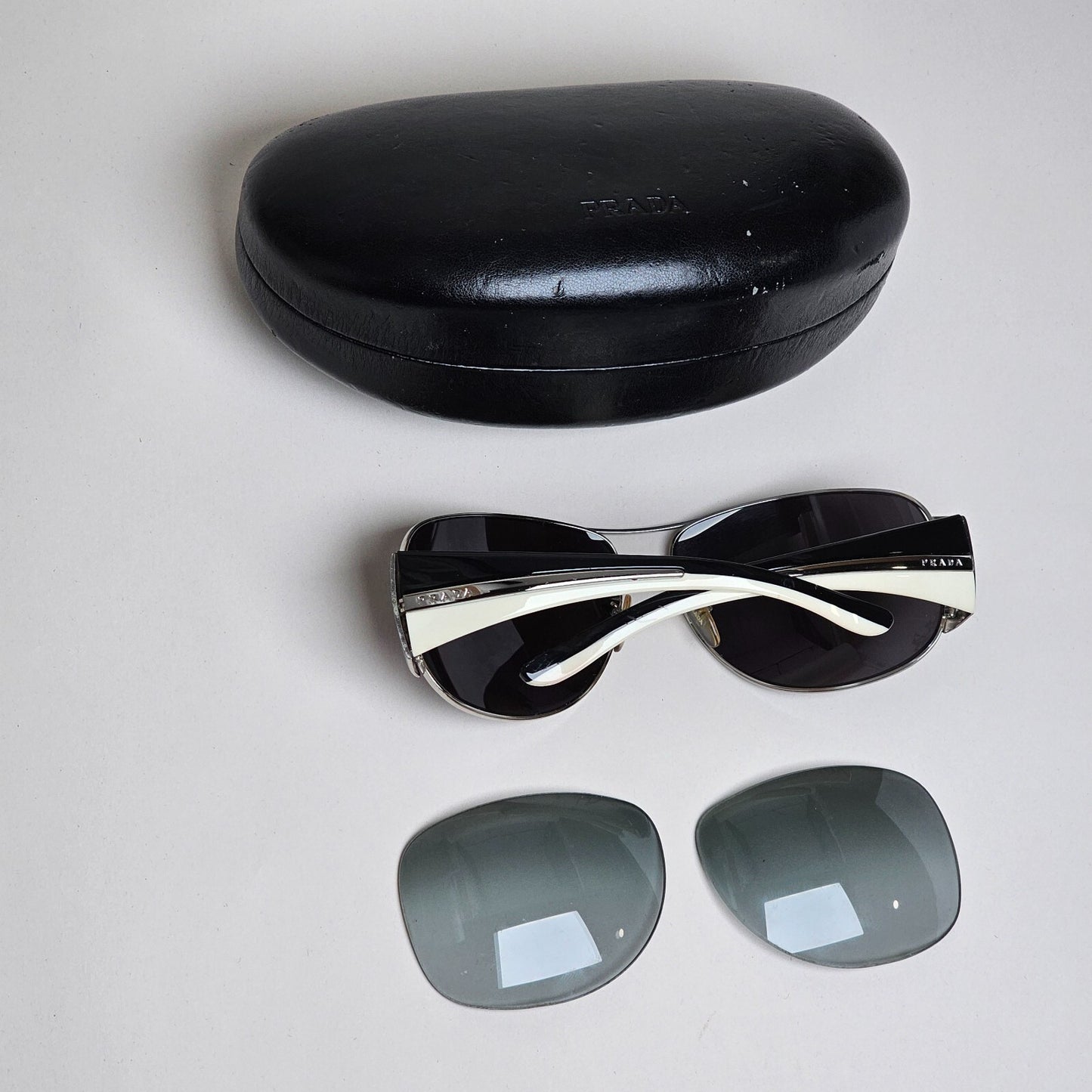 Prada Sunglasses 2006 Vintage Pilot Black Silver PR75GS SPR 75G 6BA-3M1 130225