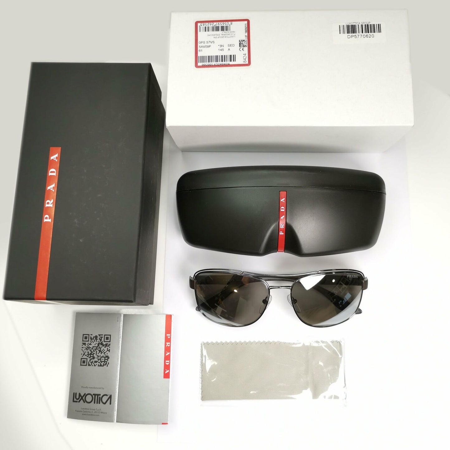 Prada Silver Mirror Sunglasses Mens Brown Sport Linea Rossa Red SPS 57V 5AV-09F