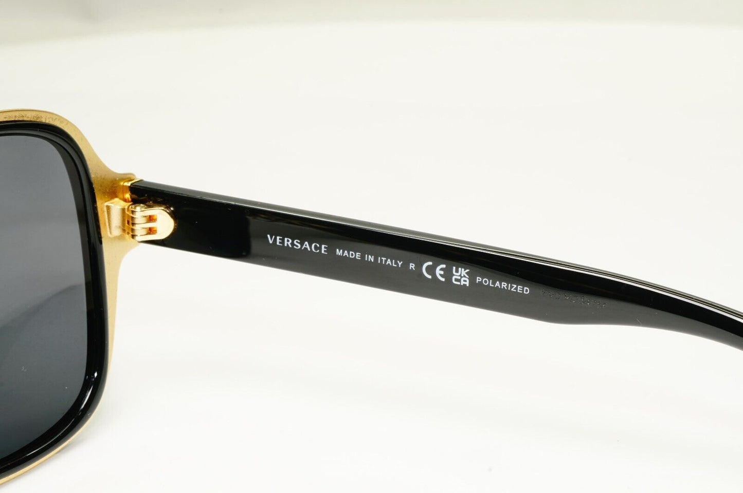 Versace Sunglasses Polarized Black Gold Square Navigator MOD VE 2199 1002/81