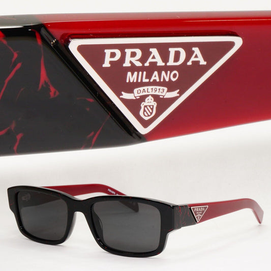 Prada Sunglasses Triangle Symbole Red Black Marble PR07ZV VPR 07Z 11F-1O1 55mm