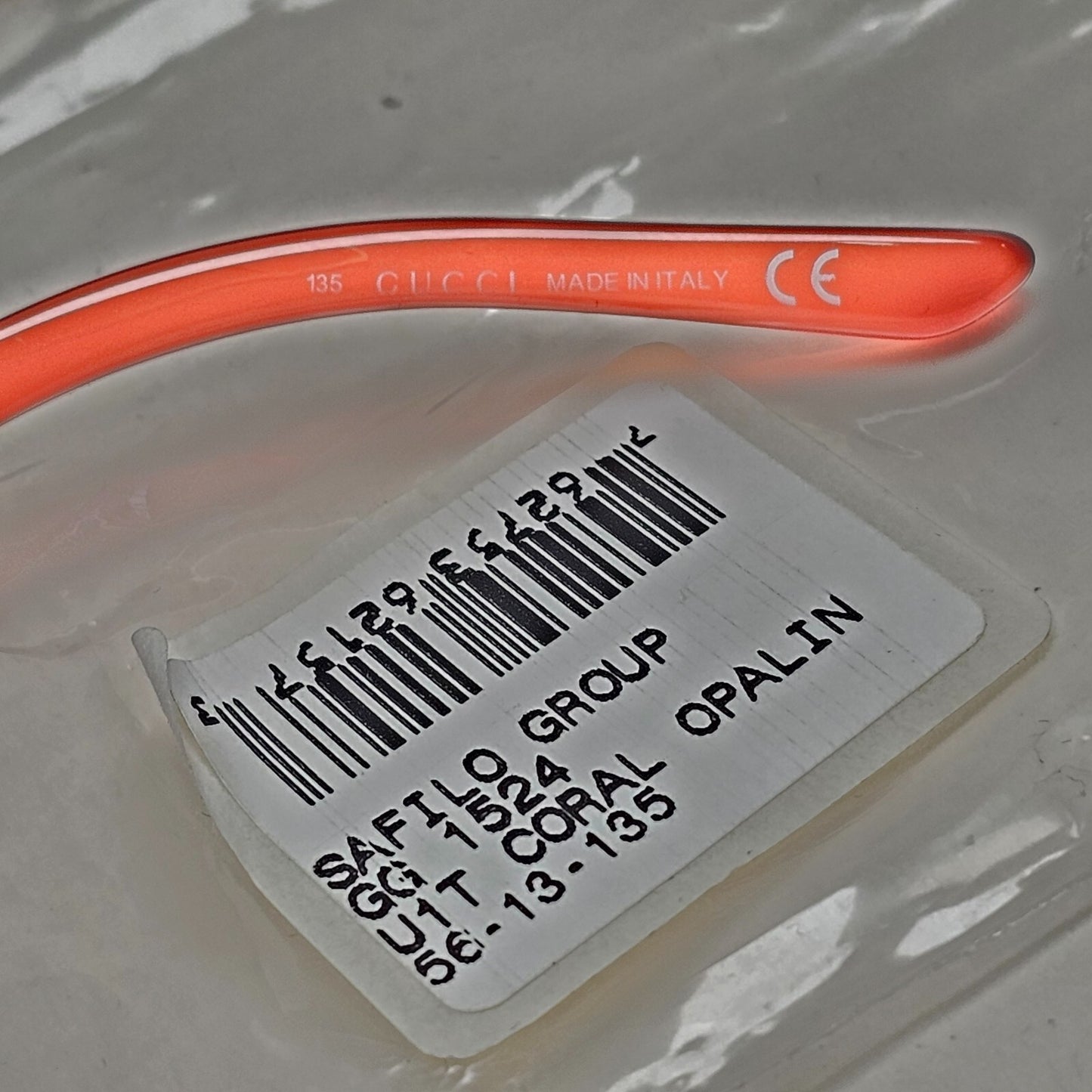 Gucci Sunglasses 2004 Vintage Coral Opalin Pale Red Black Rectangle GG 1524 U1T