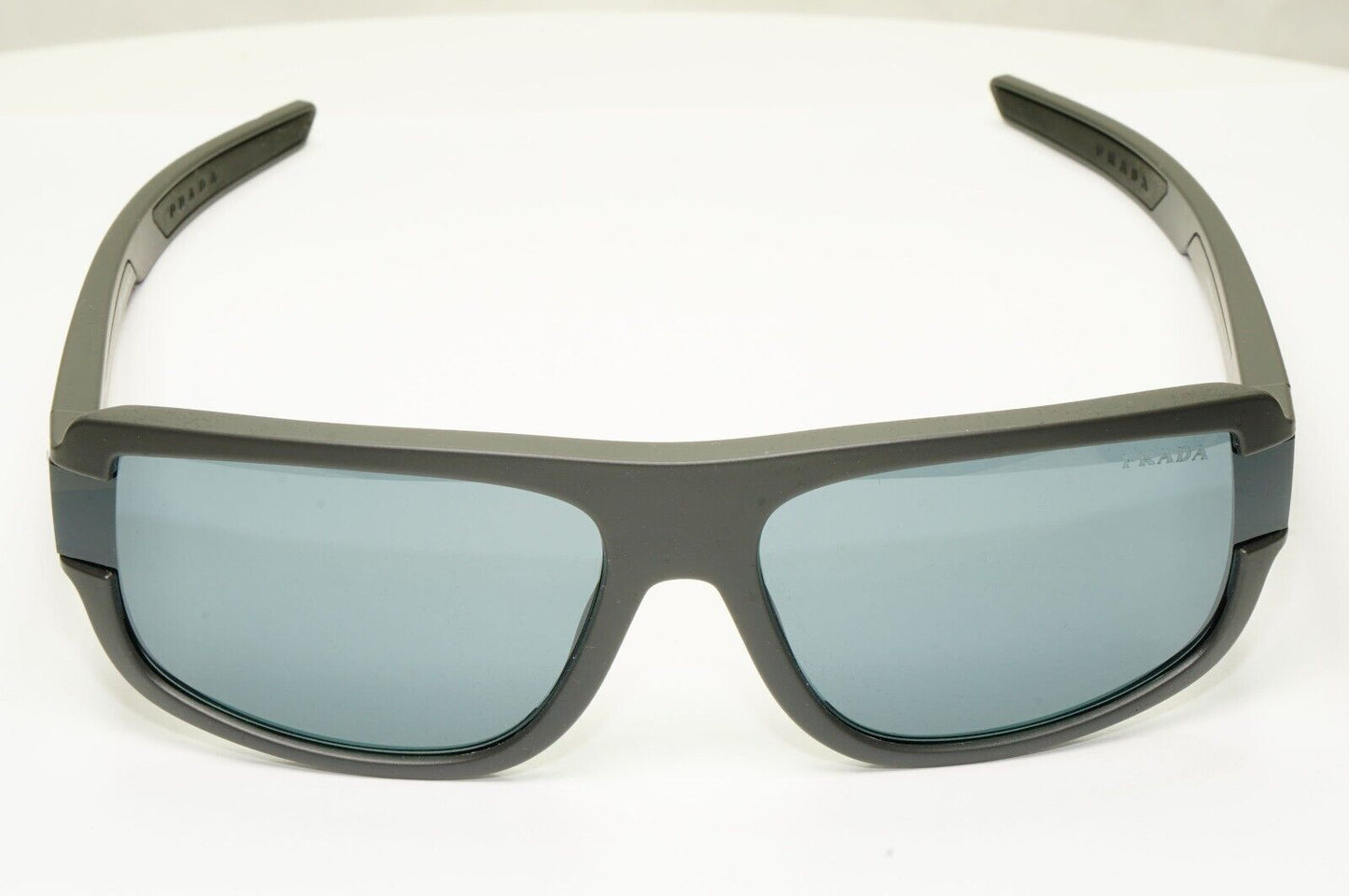 Prada Sunglasses Grey Mirror Red Stripe Rossa Rectangle SPS 03W UFK-07G PS03WS