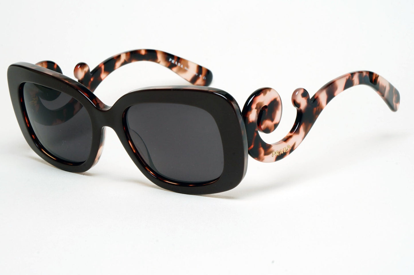 Prada Sunglasses Baroque Swirl Square Black Brown PR27OS SPR 27O ROL-0A6 140325
