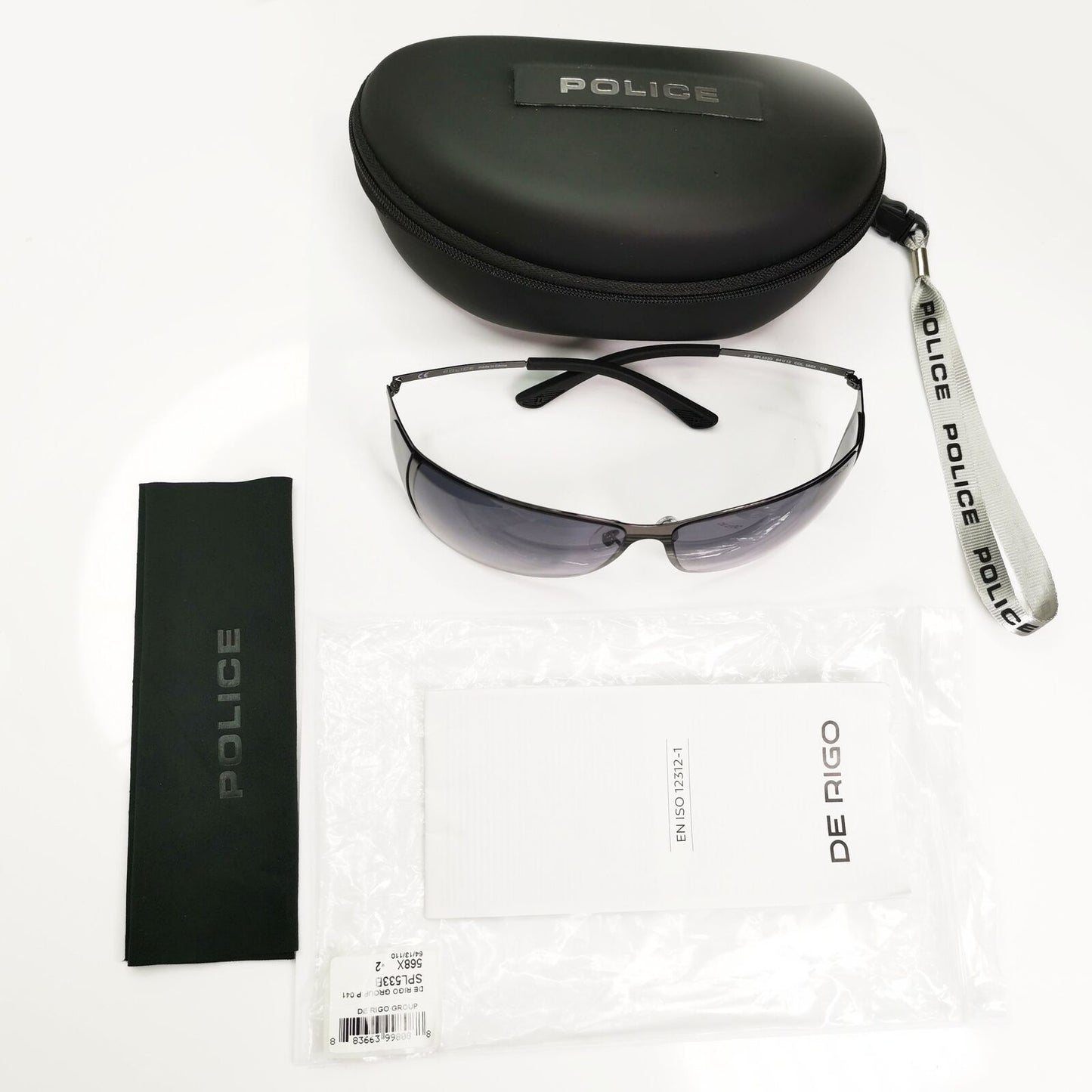 Police Side Window Sunglasses Grey Gradient Designer Mens SPL 533G COL 568X