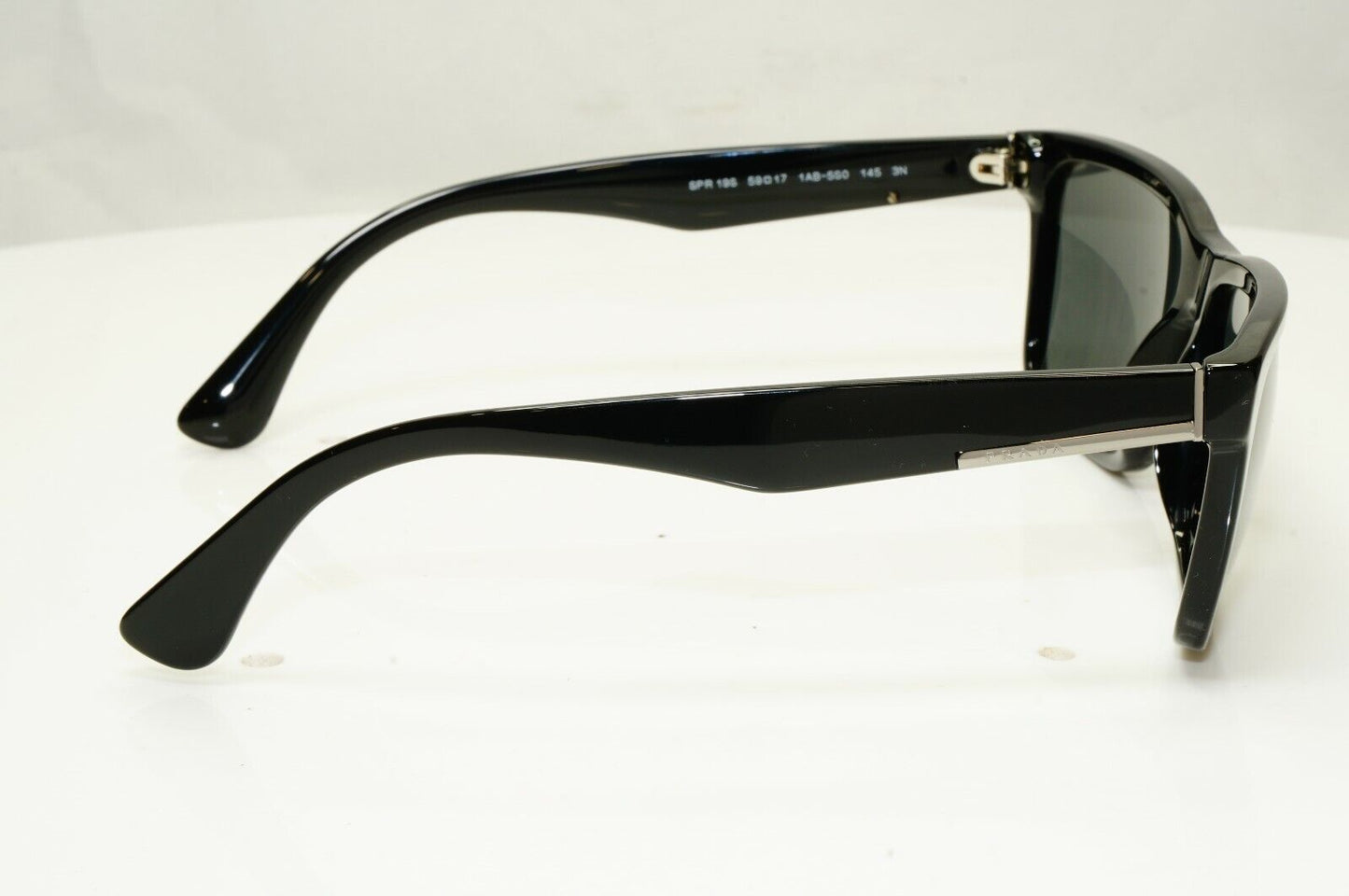Authentic Prada Mens Glossy Black Square Designer Sunglasses SPR 19S 1AB-5S0
