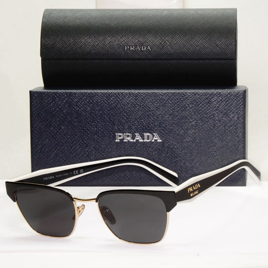 Prada Sunglasses Black Gold White Square Milano PR65YV VPR 65Y 18A-1O1 51mm