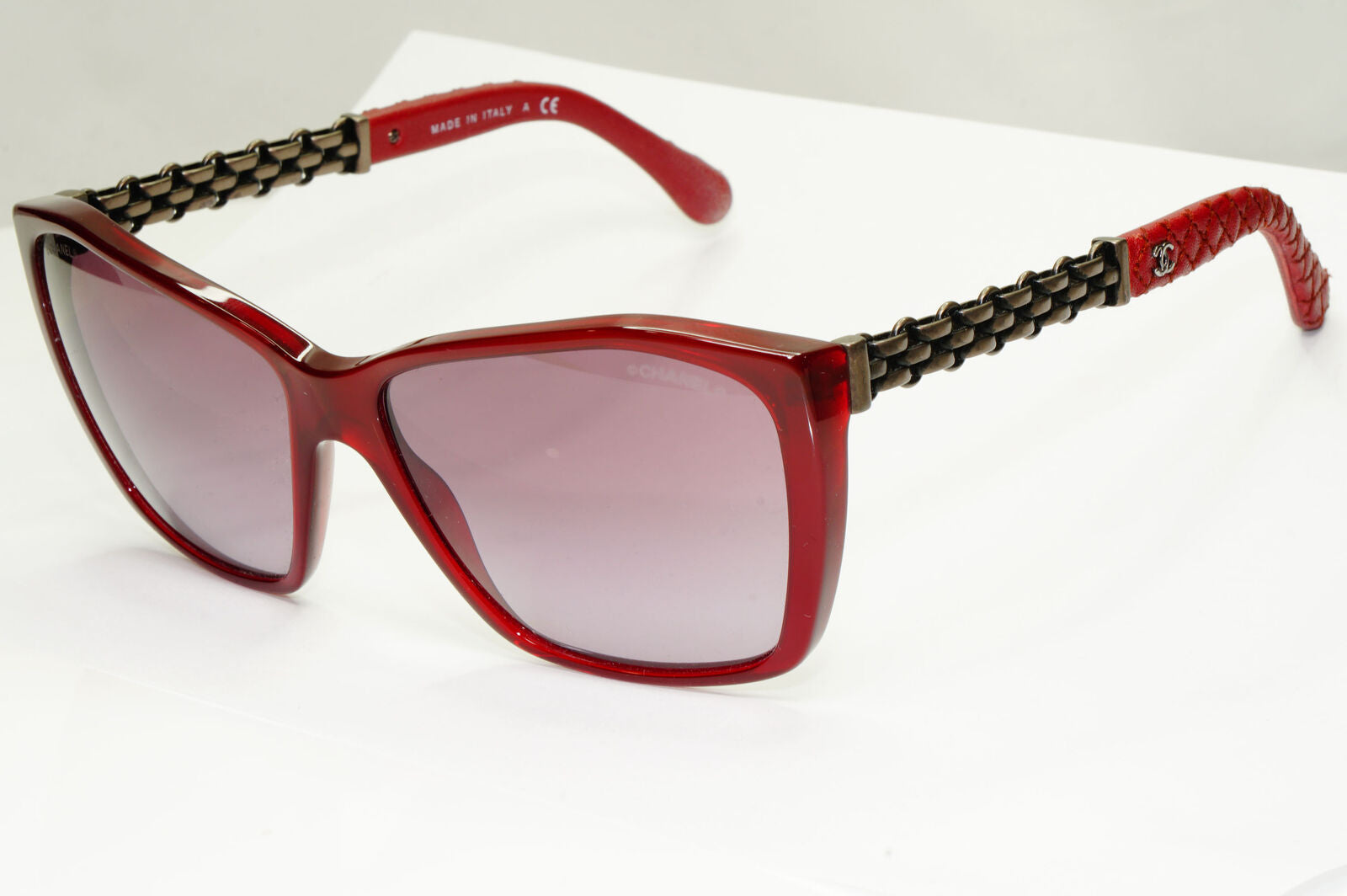 Chanel Leather Chain Sunglasses Red Burgundy Bordo 5327-Q c.1528/S1 110123