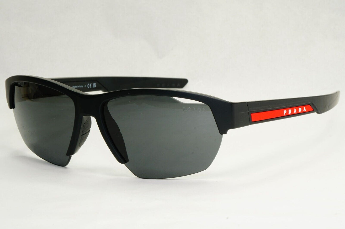 Prada Sunglasses Black Matte Wrap Grey Lens Vents PS03YS SPS 03Y 1BO-06F 64mm