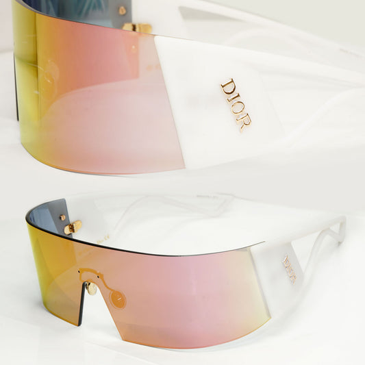 Dior Kaleidiorscopic Sunglasses Shield Visor Mirror White Pink Gold 35J0J