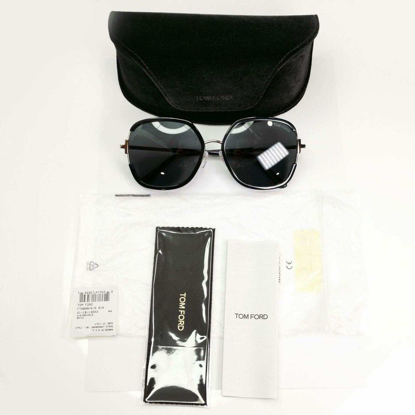 Authentic Tom Ford Womens Black Gold Oversized Large Sunglasses TF 809 K 01A