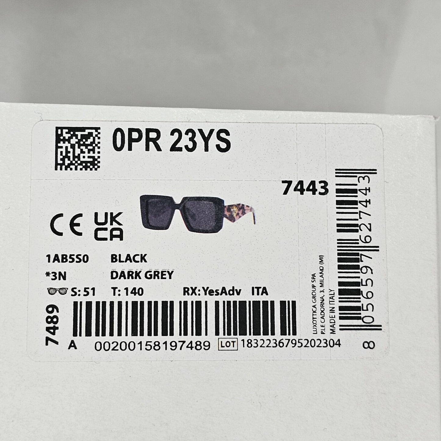 Prada Sunglasses Symbole Oversized Black Pink Tortoise PR23YS SPR 23Y 1AB-5S0