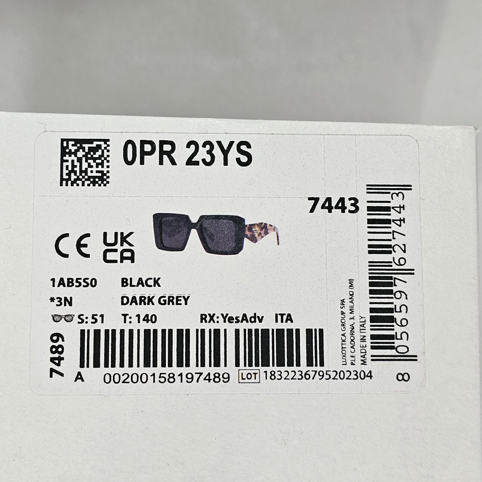 Prada Sunglasses Symbole Oversized Black Pink Tortoise PR23YS SPR 23Y 1AB-5S0