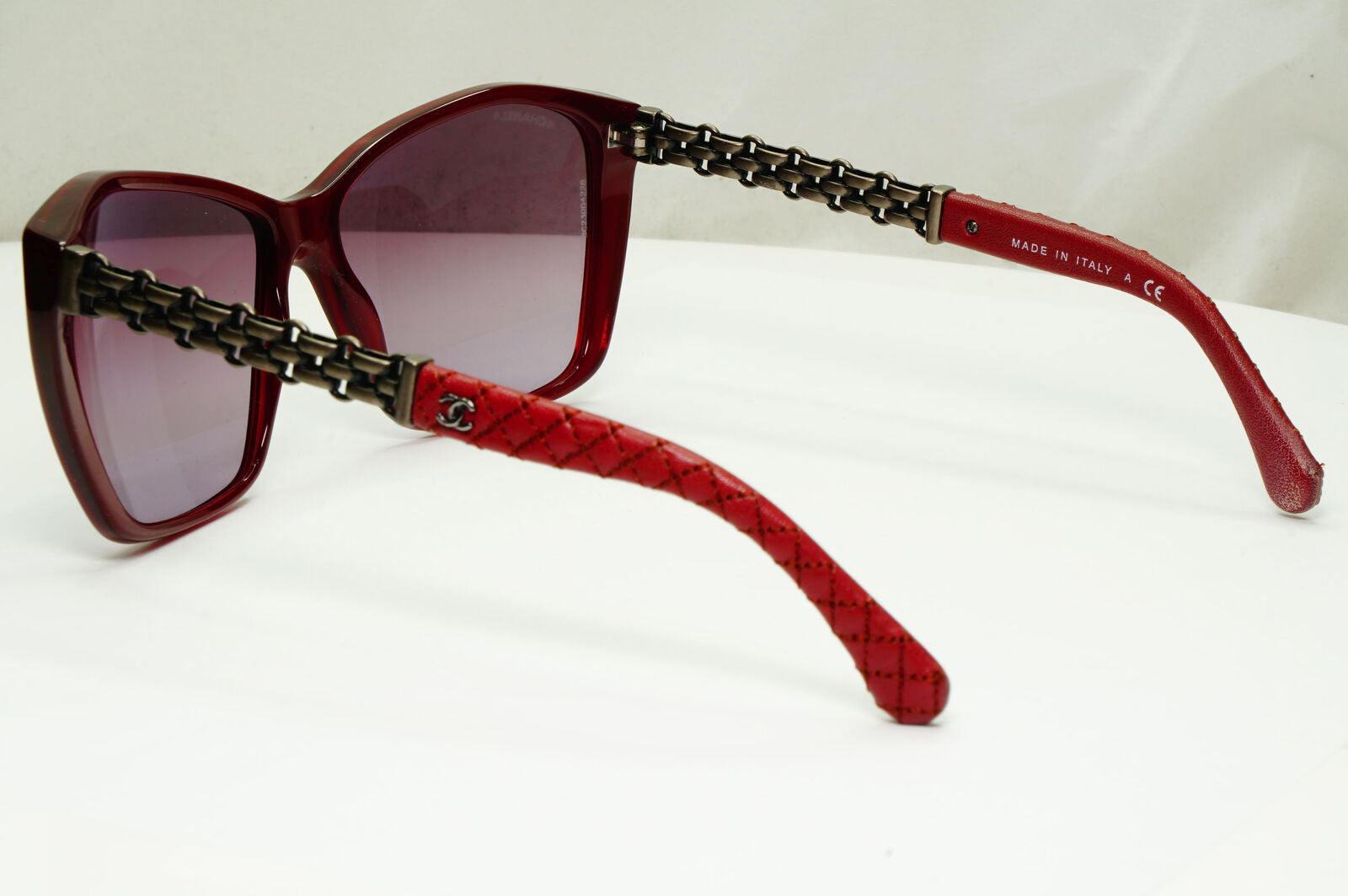 Chanel Leather Chain Sunglasses Red Burgundy Bordo 5327-Q c.1528/S1 110123