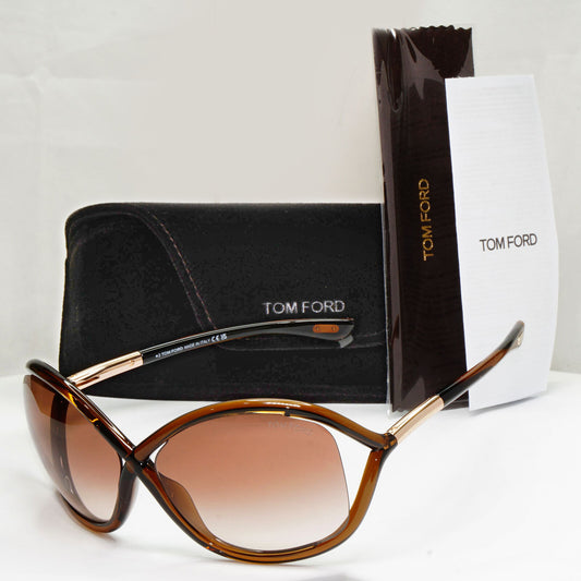 Tom Ford Whitney Sunglasses Brown Gradient Gold Large Wrap TF9 FT0009 692