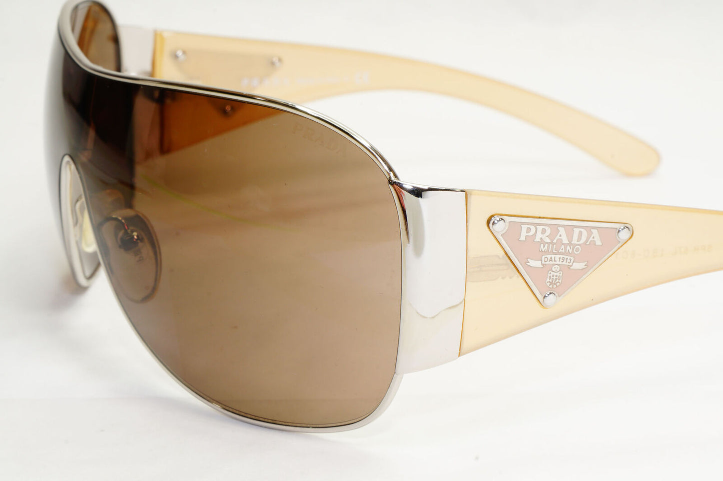 Prada Sunglasses 2010 Triangle Shield Silver Brown PR57LS SPR 57L 1BC-8C1 191223