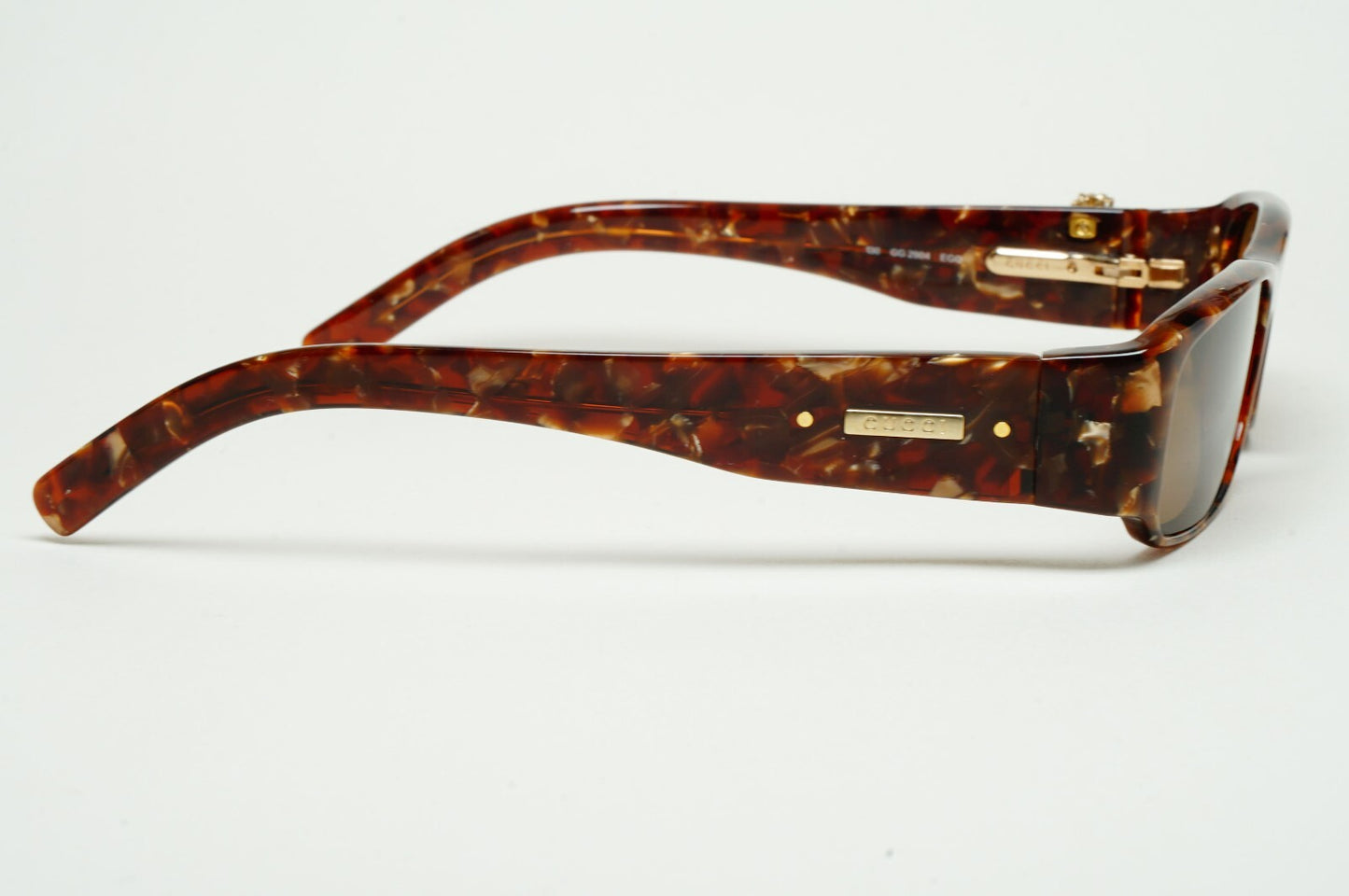 Gucci Sunglasses 2004 Vintage Gold Bee Brown Havana Rectangle GG 2904 EGQ 52mm A