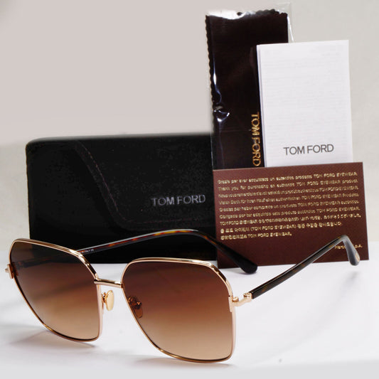 Tom Ford Sunglasses Claudia-02 Gold Brown Gradient Metal FT0839 TF 839 52F