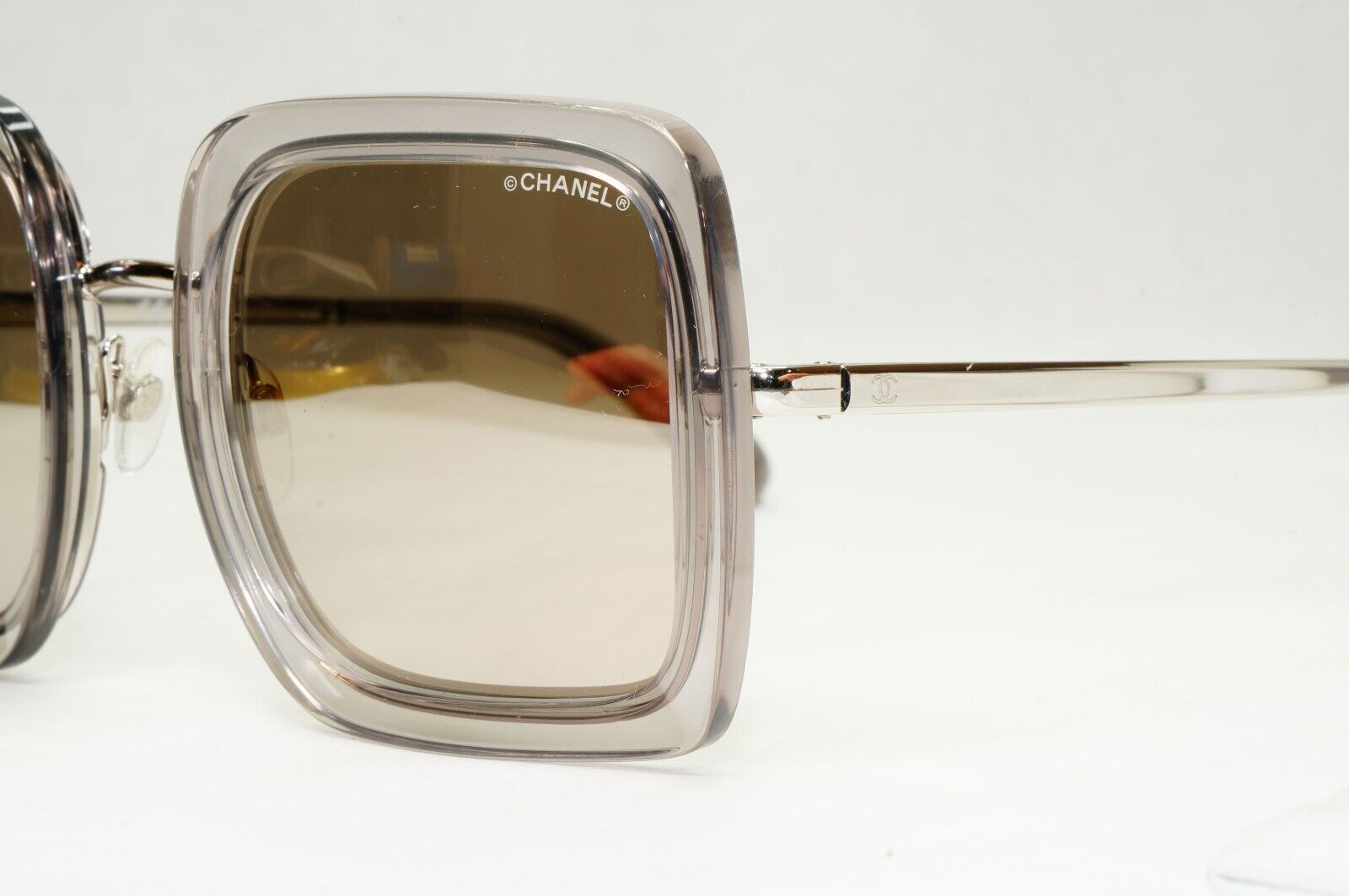 Chanel Sunglasses Silver Mirror Grey Transparent Square 4240 C.906/T7 041223