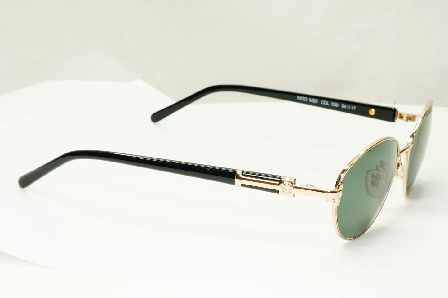 Gianni Versace 1995 Sunglasses Vintage Gold Black Green Oval MOD M83 COL 030 A