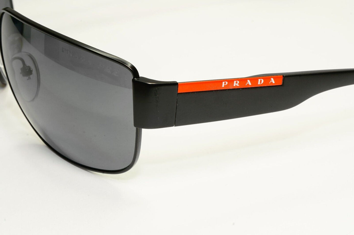 Prada Sunglasses Polarized Black Wrap Metal PS56VS SPS 56V 1BO-02G 130mm