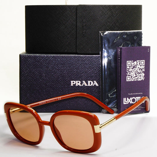 Prada Sunglasses Brown Square Gold PR04WS SPR 04W VAM-1P1 53mm