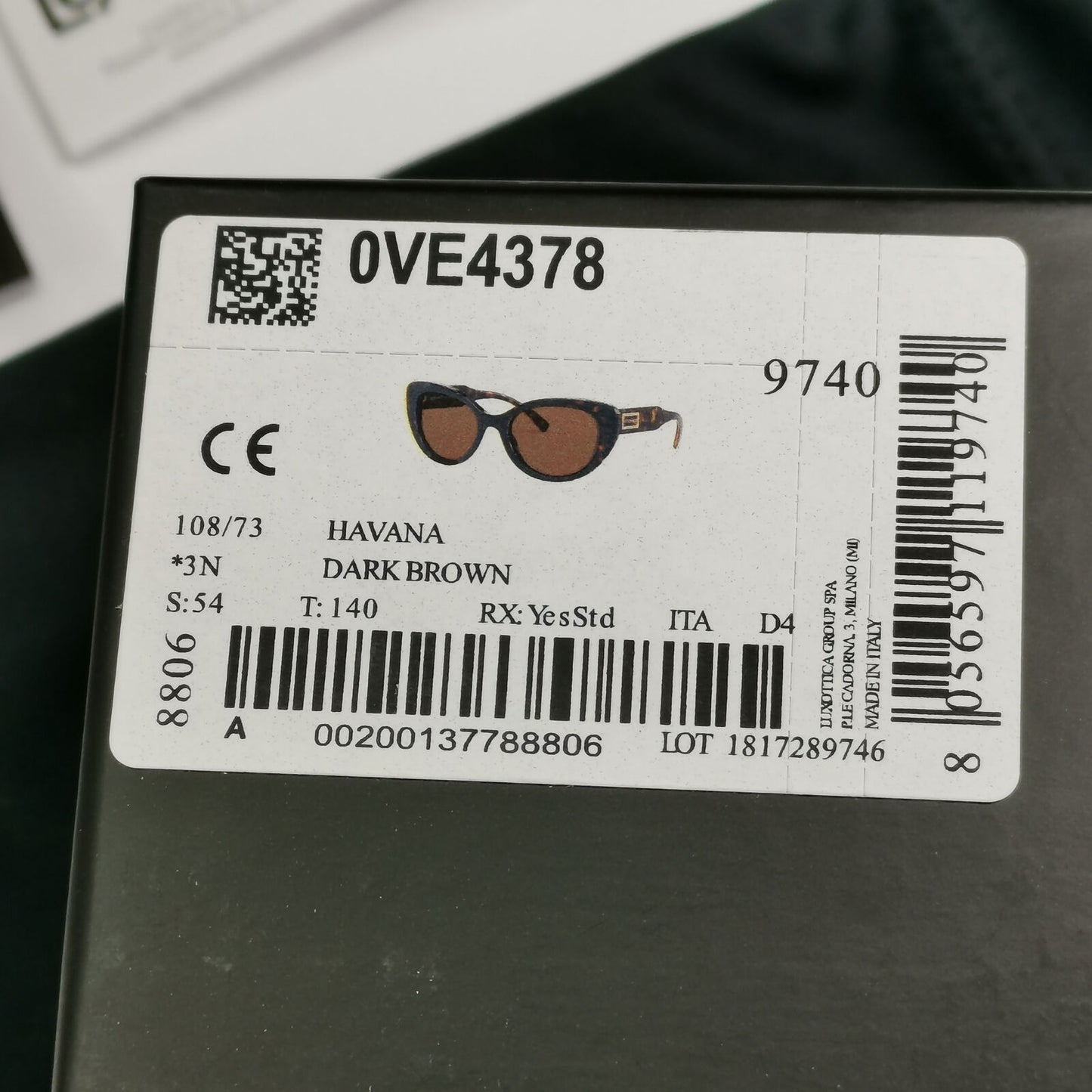 Versace Womens Brown Sunglasses Square Havana Tortoiseshell MOD 4378 108/73