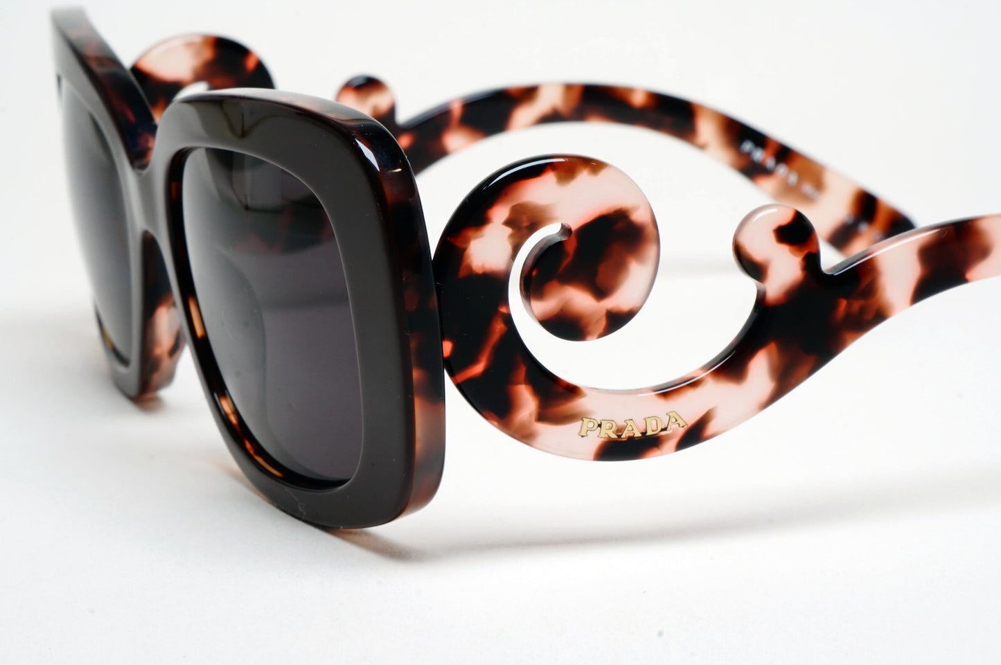 Prada Sunglasses Baroque Swirl Square Black Brown PR27OS SPR 27O ROL-0A6 140325