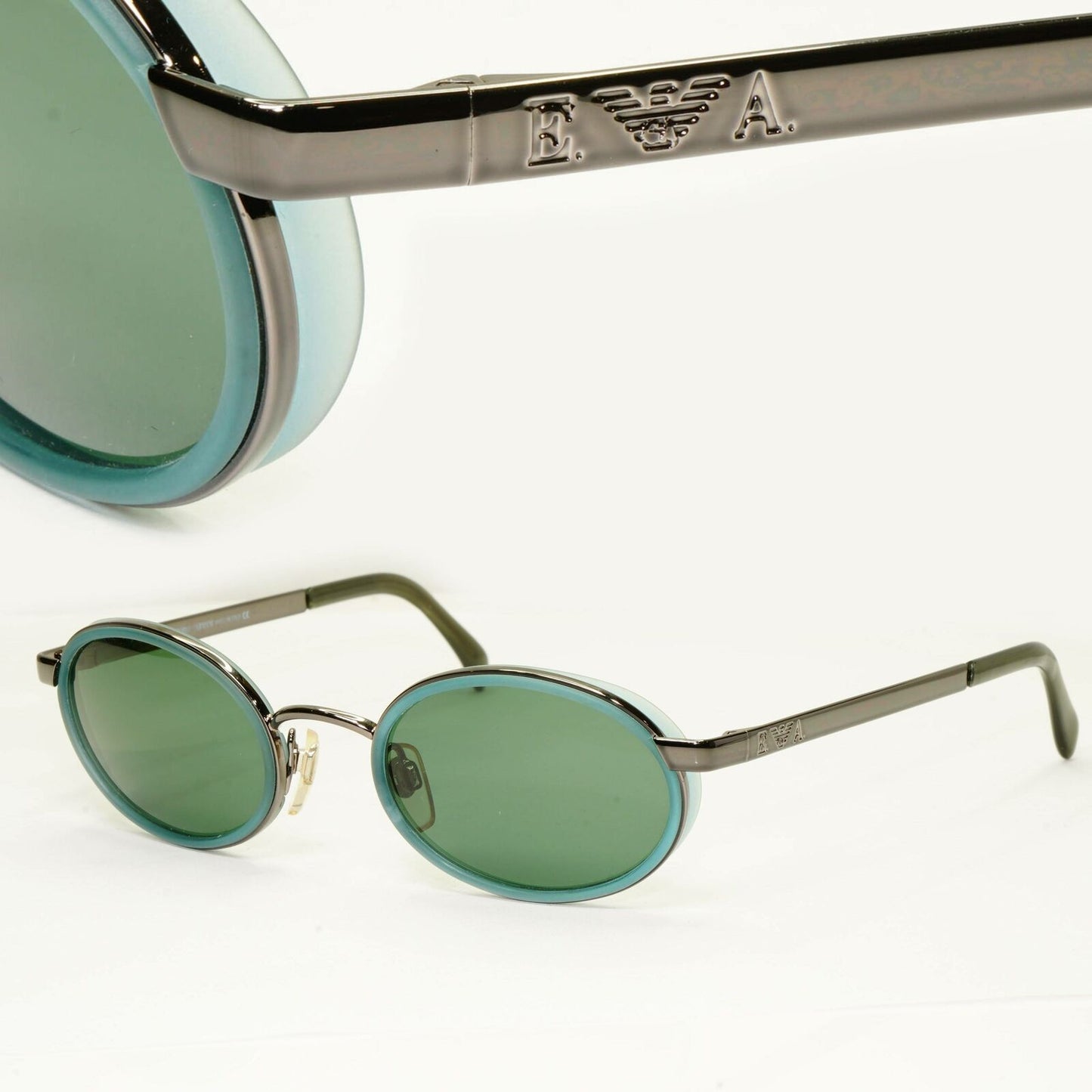 Emporio Armani 1997 Vintage Sunglasses Mens Womens Metal Green Oval 085-S 1109