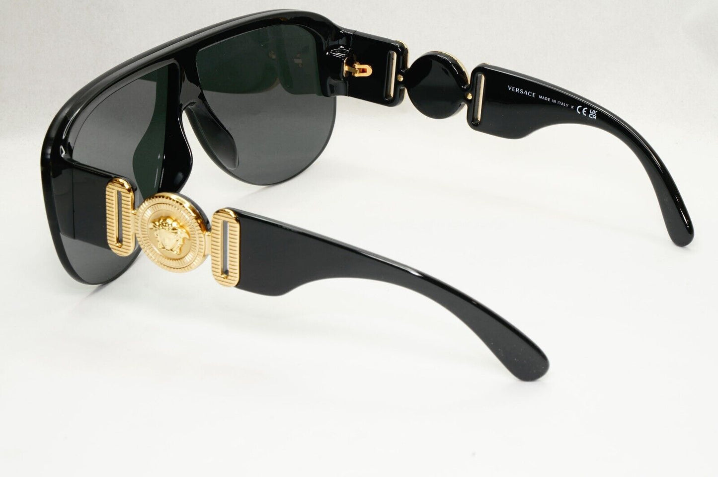 Versace Sunglasses Black Gold Shield Pilot Medusa Biggie MOD VE 4391 GB1/87