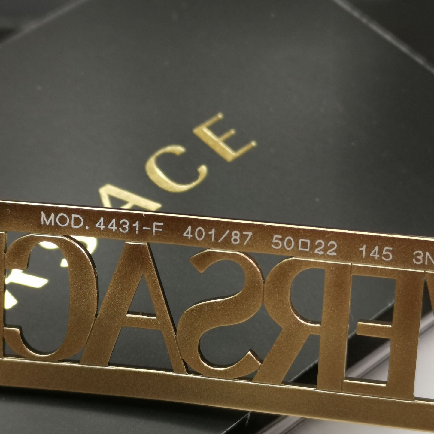 Versace Sunglasses White Gold Letters Big Logo Square MOD VE 4431-F 401/87 50mm