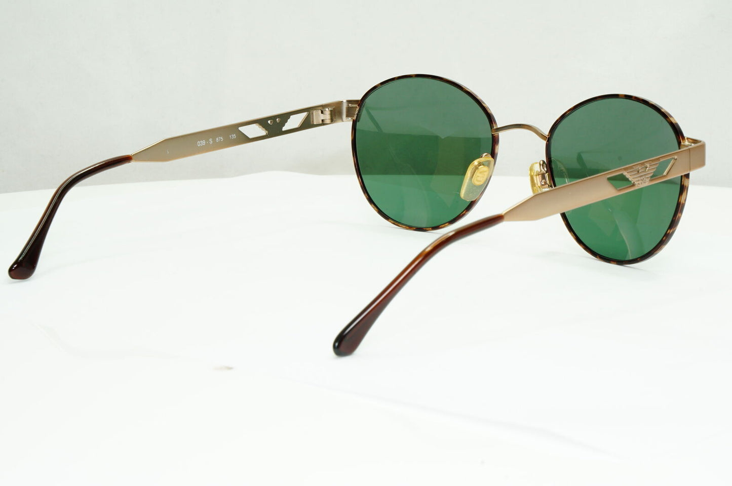 Emporio Armani Sunglasses 1997 Vintage Round Pale Gold Green Eagle 039-S 875