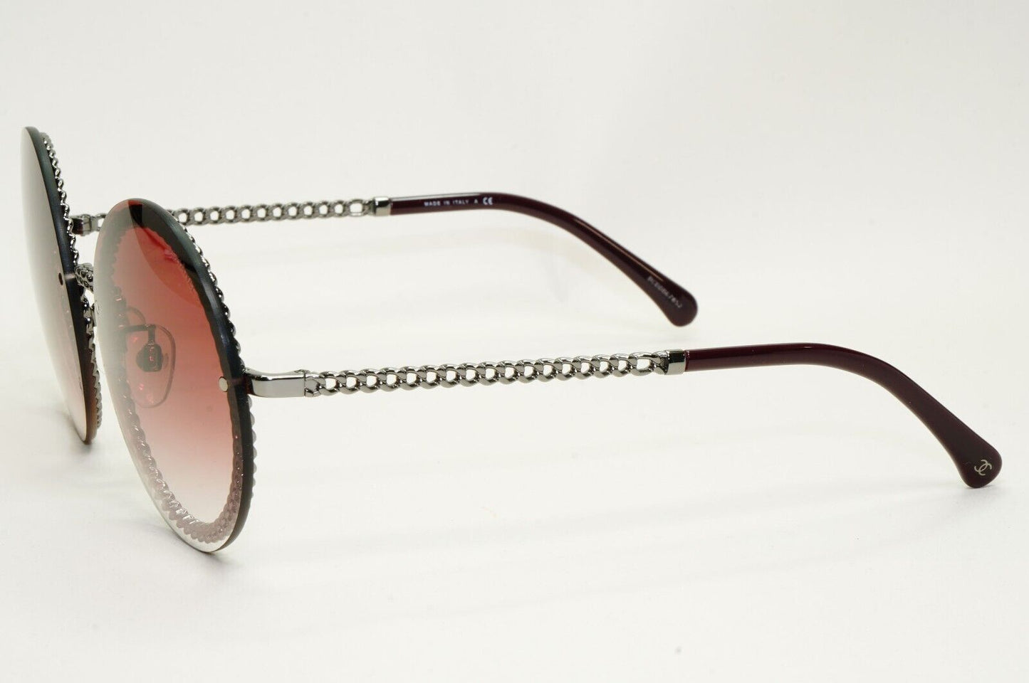 Chanel Sunglasses Chain Round Rimless Metal Gunmetal Pink Gradient 4245 c.108/3M