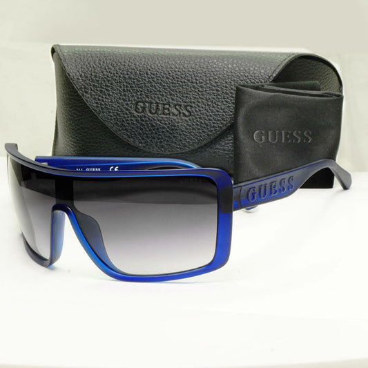 Guess Mens Shield Visor Sunglasses Blue Black Gradient Smoke GU 00022 91B Ski