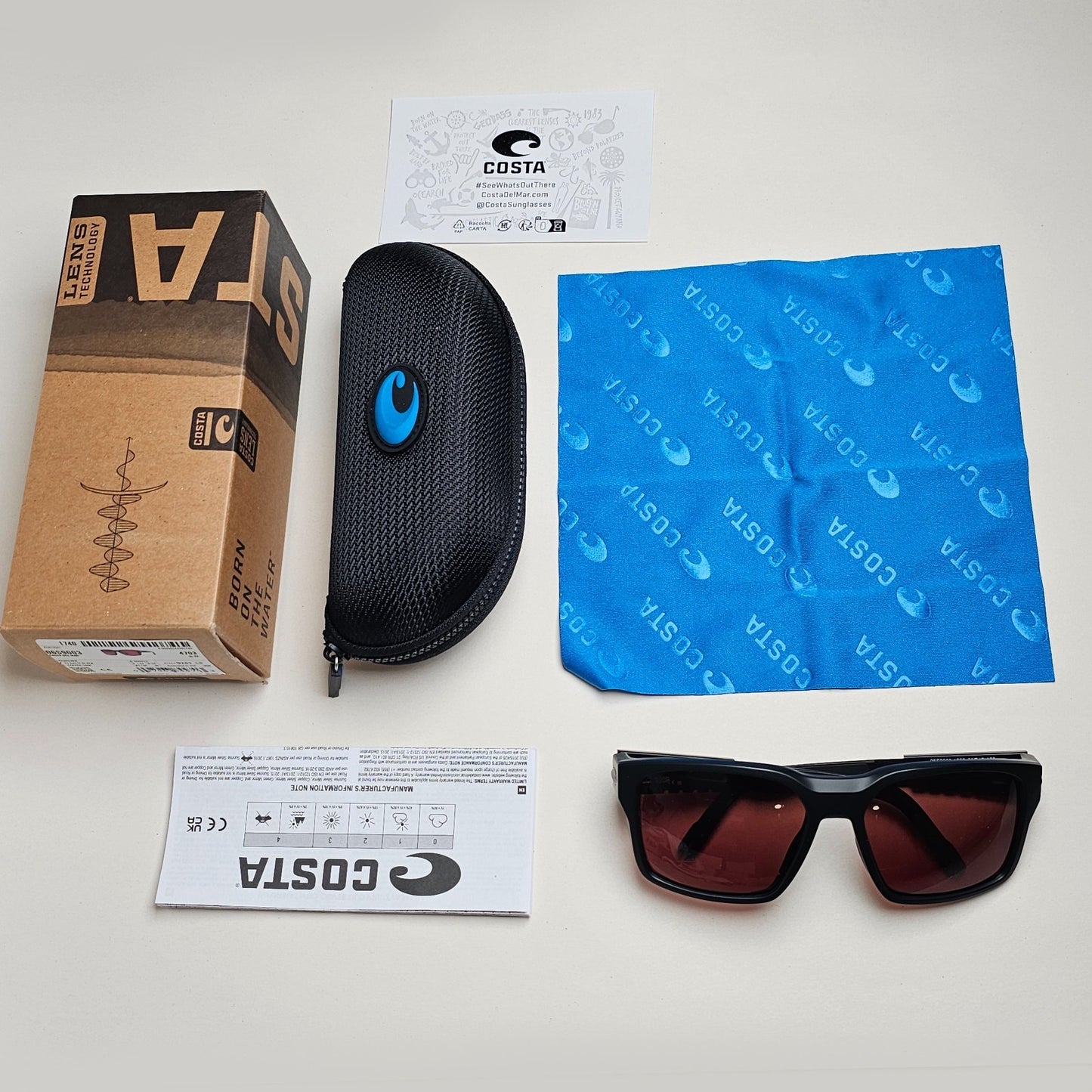 Costa Del Mar Sunglasses Tailwalker Polarized Copper 580P Black 06S9003 12 56mm