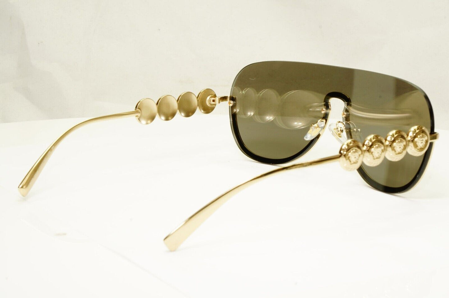 Versace Sunglasses Gold Silver Mirror Medusa Shield Unisex MOD VE 2215 1252/6G