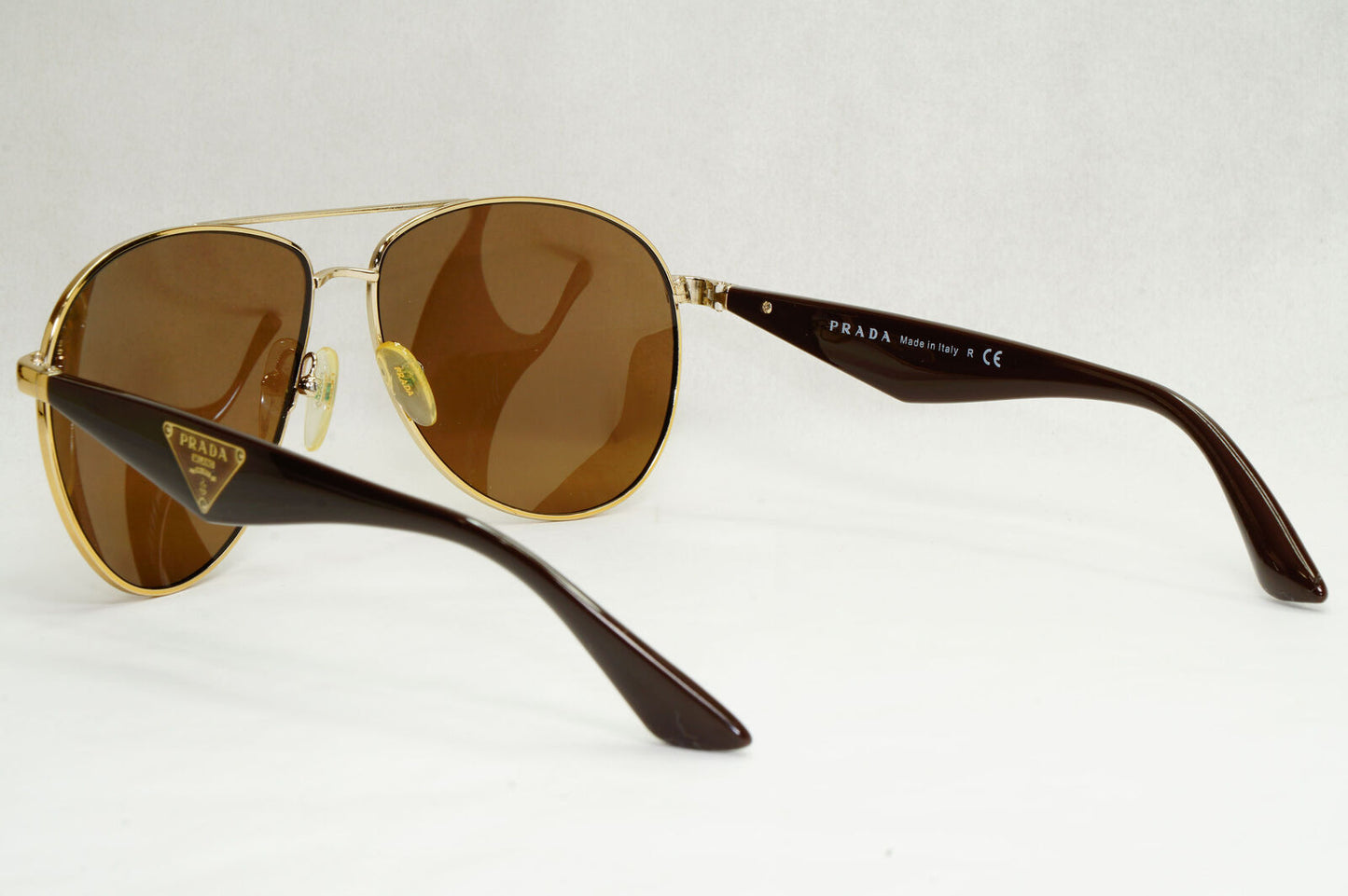 Prada Sunglasses Triangle Gold Brown Metal Pilot PR53QS SPR 53Q ZVN-1X1 130124