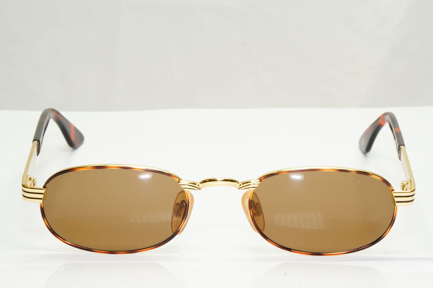 Versus 1996 by Gianni Versace Vintage Gold Brown Sunglasses Oval MOD F08 COL 36M