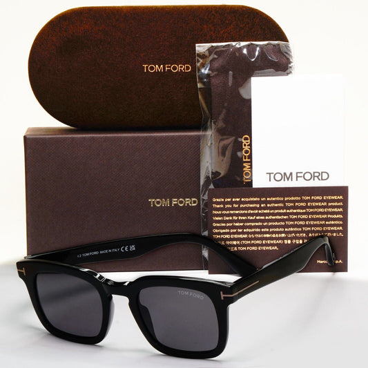 Tom Ford Sunglasses Dax Black Glossy Square Grey TF 751-N FT0751-N 01A 50mm