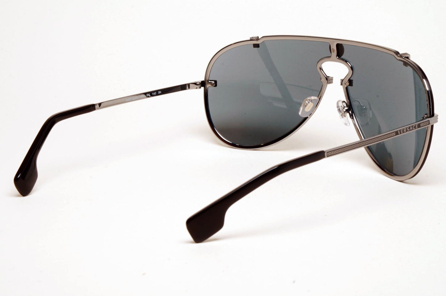Versace Sunglasses Pilot Shield Gunmetal Grey Mirror MOD VE 2243 1001/6G