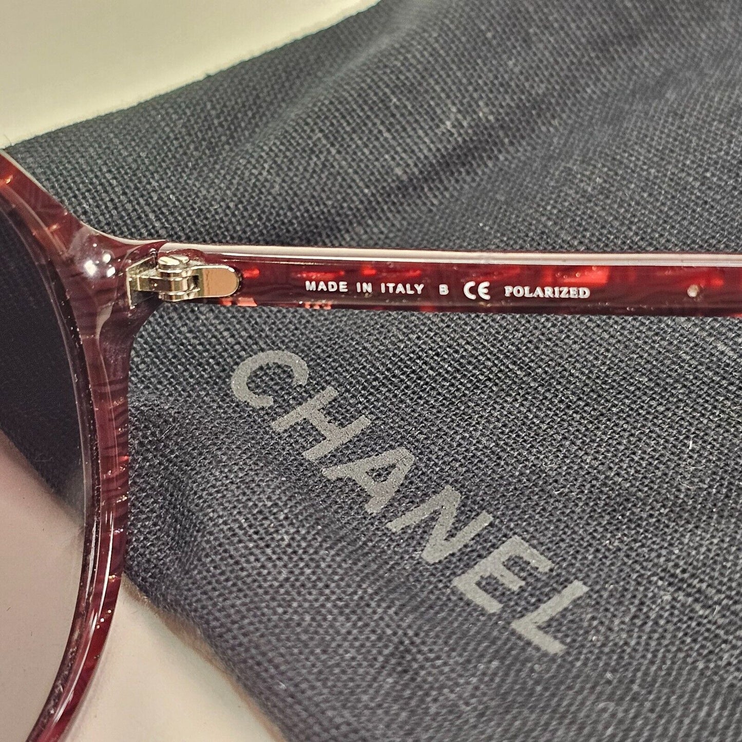 Chanel Sunglasses Pearl Polarized Dark Red Burgundy Round 5391-H c.1638/K5