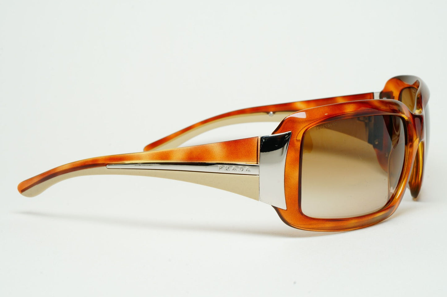 Prada Sunglasses 2006 Vintage Brown Tortoise Wrap PR01HS SPR 01H 4BW-6S1 130225