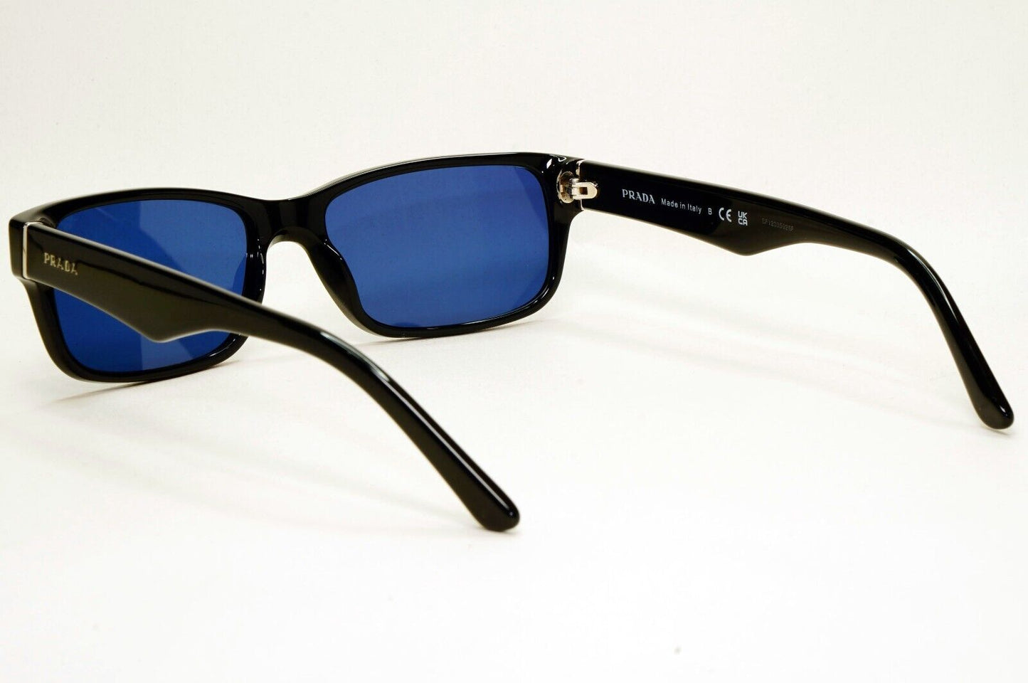 Prada Sunglasses Black Blue Glossy Rectangle Square PR16MV VPR 16M 1AB-1O1 53mm